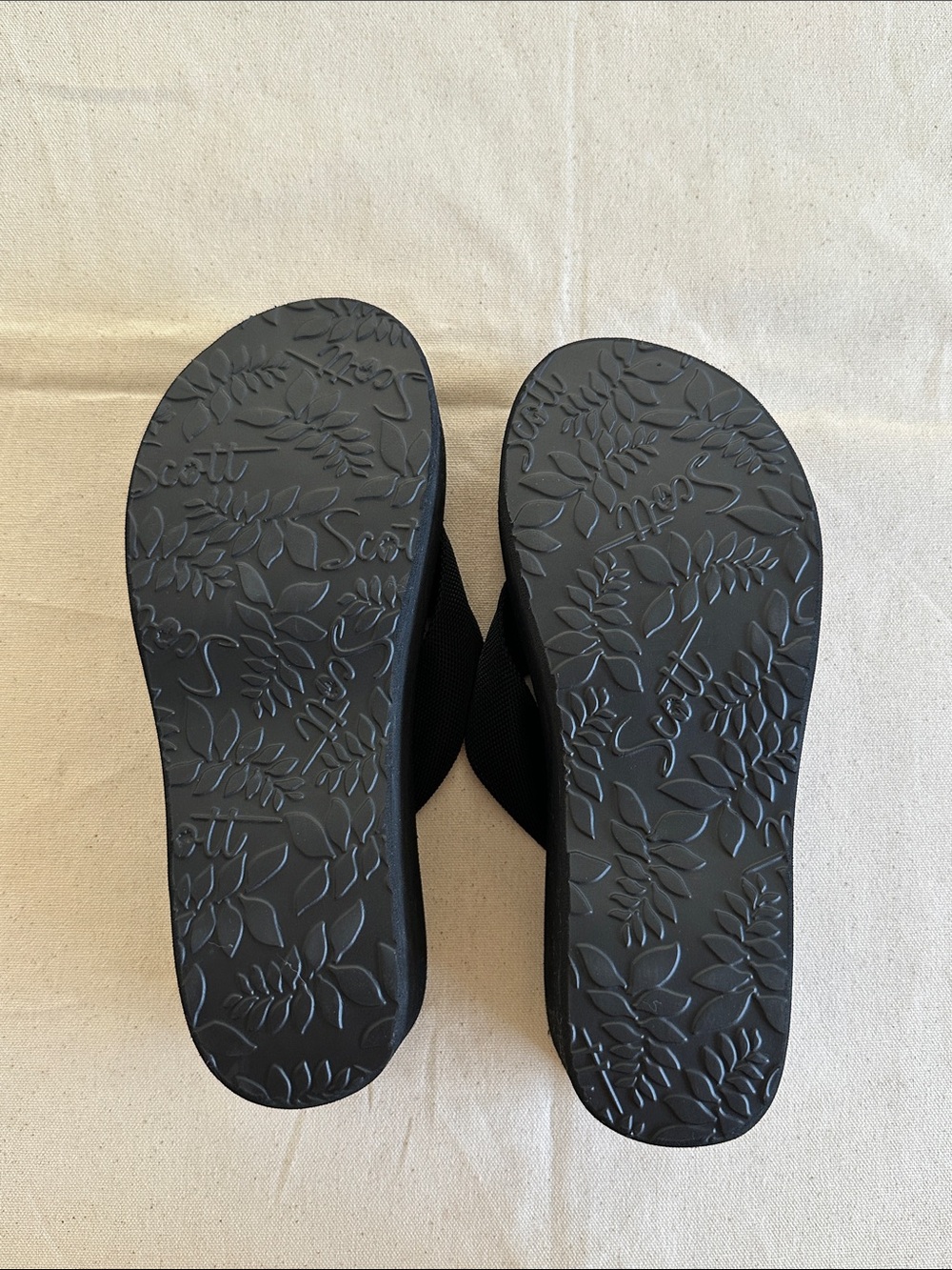 Scott Black Wedge Flip Flop Sandals for Women - Picture 7 of 9